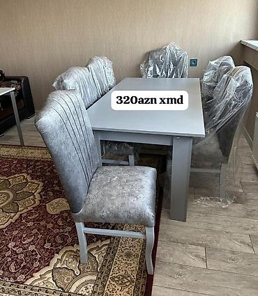 stulları: Yemək otağı dəsti – masa + 6 ədəd stul - Komplekt: 1 ədəd düzbucaqlı — 1