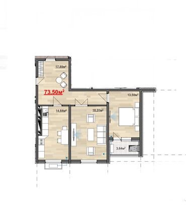 8 мкр квартиры: Строится, Индивидуалка, 2 комнаты, 74 м²