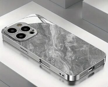 Чехлы: Чехол на iPhone 14 Pro Max 
Новый серебряный, дизайн мрамор