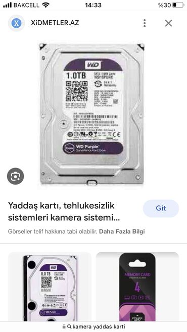 камера в аренду: Kameraya yaddaş kartı 1.0 tb işlemnmiş 60 manat