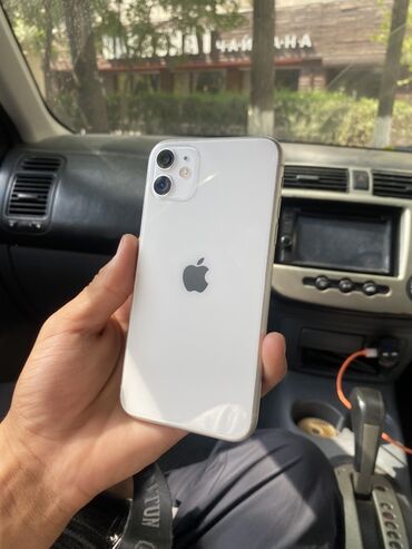 цена 11 айфона: IPhone 11, Колдонулган, 64 ГБ, Ак, Заряддоочу түзүлүш, Коргоочу айнек, 98 %