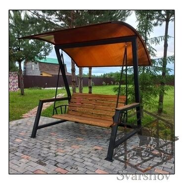Садовые качели: Садовые качели Металл, Со спинкой, С крышей — 19
