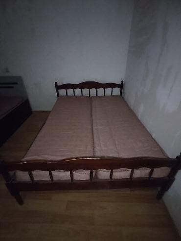 Ikili taxta çarpayı və döşək dəsti - Material: massiv ağac (taxta