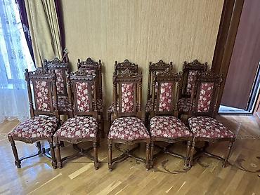 bar otracagi: Klassik üslubda 10 ədəd taxta yemək otağı stulu dəsti. - Material — 2