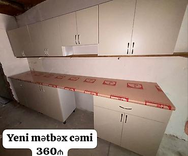 Yeni mətbəx mebeli dəsti - Ümumi ölçü: 3.03 m - Rəng: açıq bej - Üst