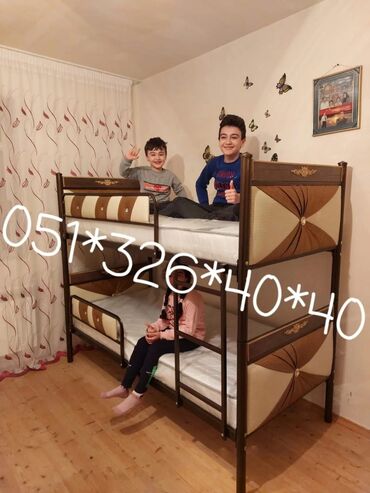 İkimərtəbəli uşaq çarpayıları: Oğlan və qız üçün, Yeni, Çarpayı, Matras ilə, Siyirməsiz, Dəmir — 6