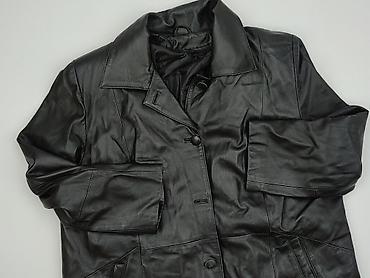 leather jacket: Męski płaszcz skórzany w kolorze czarnym - Klasyczny krój do połowy — 1