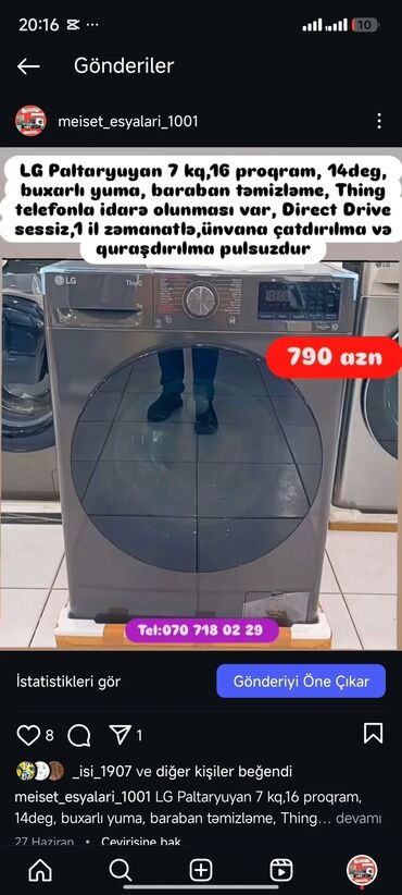 Paltaryuyan maşınlar: Paltaryuyan Anbardan satiş.Qimətlər aşagida qeyd olunub.Ünvana — 84