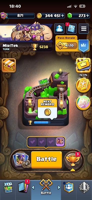 Kolleksiya kartları: Clash Royale hesabı - Kupa: 5238 (rekord 5268) - Qızıl: 344 451 - — 1