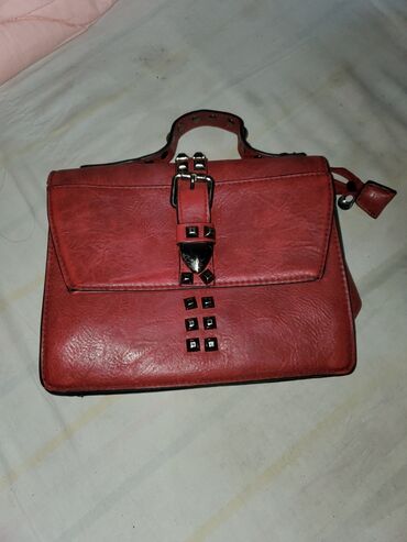 crvena kozna suknja: PRADA Elektra leather handbag