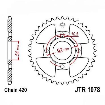 slic pin: Zadnji lančanik za motocikl – JTR 1078 (za lanac 420) - Tip: zadnji — 2