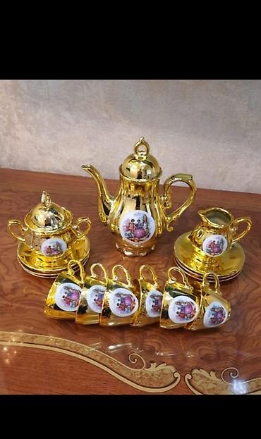 dekor qablar: Çay dəsti, rəng - Qızılı, Farfor — 2