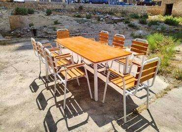 Masa və oturacaq dəstləri: Balkon üçün, Yeni, Açılmayan, Dördbucaq masa, 12 stul — 11