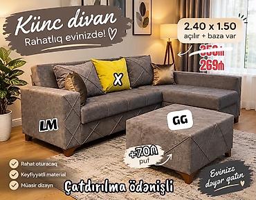 Künc divan – Rahatlıq evinizdə! - Ölçü: 2.40 x 1.50 m - Açılır lalafo.az -da Künc divan – Rahatlıq evinizdə! - Ölçü: 2.40 x 1.50 m - Açılır