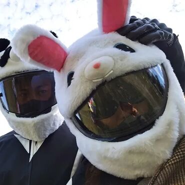 Мотоэкипировка: Чехлы для шлема Злой Заяц . Добрый Зайчик Дед Мороз и другие — 13