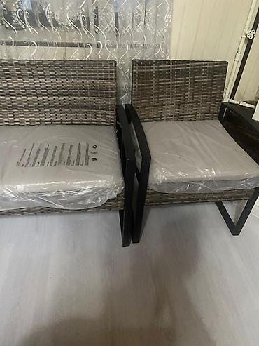 bag ucun divanlar: 3 hissəli rattan oturma dəsti - Tərkib: 1 ədəd 4nəfərlik skamya və 2 — 6