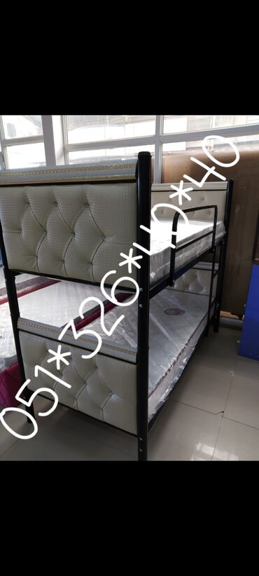 İkimərtəbəli uşaq çarpayıları: Oğlan və qız üçün, Yeni, Çarpayı, Matras ilə, Siyirməsiz — 10