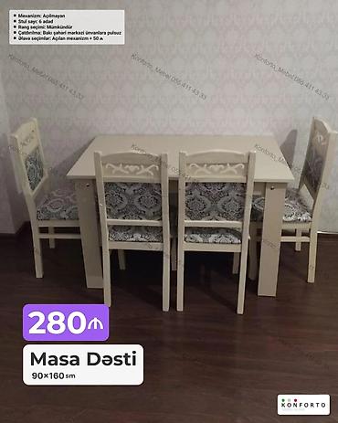Masa Dəsti – 90×160 sm - Komplekt: 1 masa + 6 stul - Mexanizm lalafo.az -da — 1 Masa Dəsti – 90×160 sm - Komplekt: 1 masa + 6 stul - Mexanizm — 1