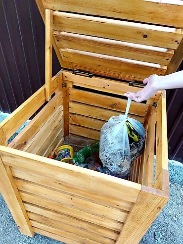 Другие товары для дома: Контейнер деревянный для сбора мусора. Стильный и современный мусорный — 15