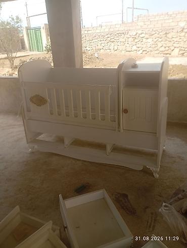 Mebel: Uşaq beşiyi – ağ rəngdə, funksional kombi model - Material: MDF/taxta — 1