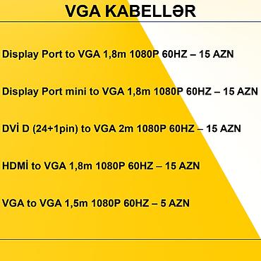 kompüter barter: VGA kabellər ⭐Display Port to VGA 1,8m 1080P 60HZ – 15 AZN ⭐Display — 2