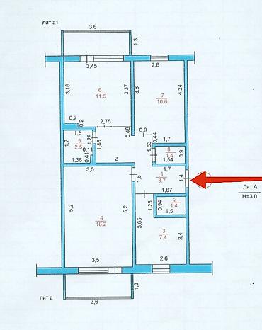 Продажа квартир: 3 комнаты, 72 м², Нижний Джал (Джал-23) 105 серия, 3 этаж, ПСО (под самоотделку) — 3