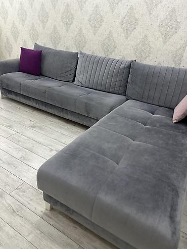 Divanlar: Künc divan, İşlənmiş, Bazalı, Vеlur parça, Çatdırılma yoxdur — 1