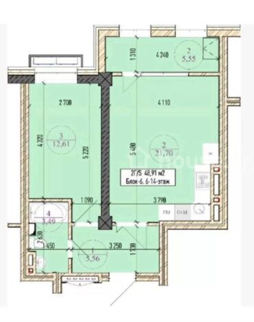 псо квартиры: 1 комната, 48 м², 11 этаж, ПСО (под самоотделку)