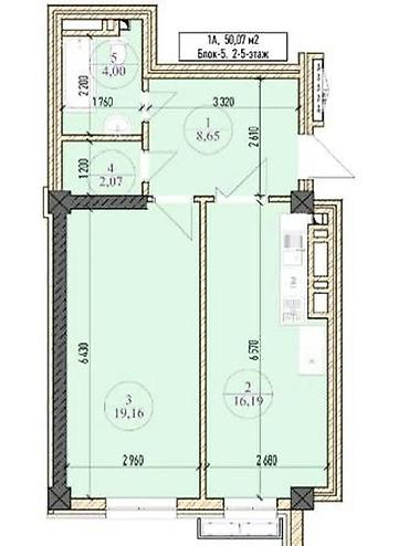 2 комнаты, 50 м², Асанбай мкр Элитка, 13 этаж, ПСО (под самоотделку)
