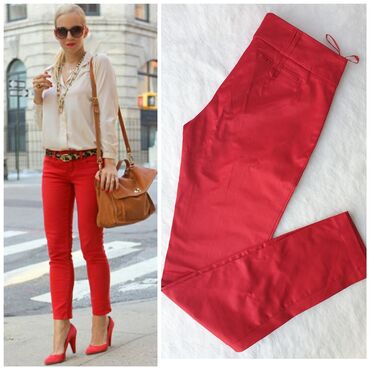 crveni komplet pantalone i sako: Potpuno nove crvene pantalone sa etiketom,fenomenalne,br. 38