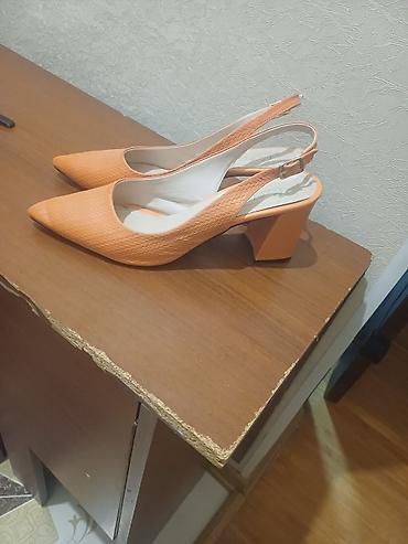 krosovka ayaqqabı: Narıncı rəngli xanım ayaqqabısı – açıq dabanlı slingback model - — 4