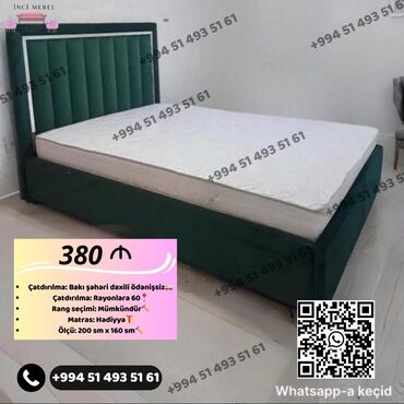 Çarpayılar: Yeni, İkinəfərlik çarpayı, Bazasız, Matras ilə, Siyirməsiz, Azərbaycan — 6