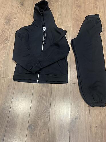 nike tech: Черный комплект из толстовки и брюк SVM - Модель: худи на молнии до — 7
