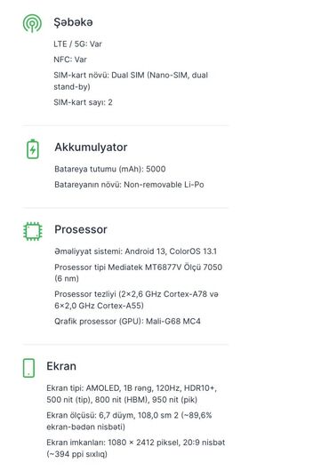 50 manata telfon: Oppo Reno10, 256 GB, rəng - Qara