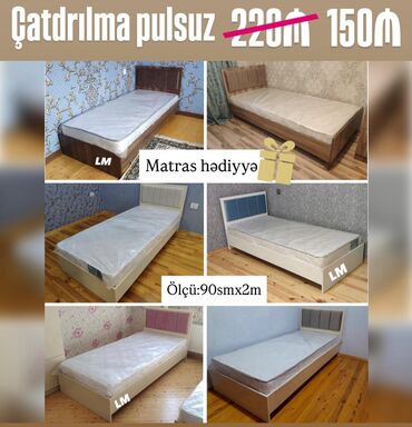 высокая кровать: *Tək çarpayı+matras🎁* _*SİFARİŞLƏ VƏ YENİ*_ *Qiymət : 150₼*(1ədədi)