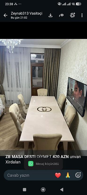 *ZB* *MASA DESTI* QİYMET *420 AZN* unvan Xirdalan