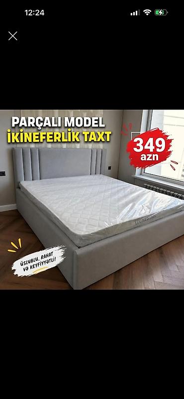 İkinefərlik taxt – parçalı model - Rəng: Açıq boz, yumşaq parça üzlük lalafo.az -da İkinefərlik taxt – parçalı model - Rəng: Açıq boz, yumşaq parça üzlük