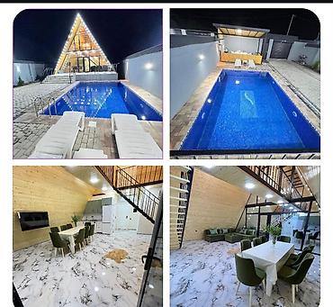 maştağada evlər: Qebelef istiqamətində dağ-mənzərəli, A-frame (üçbucaq formalı) modern — 2