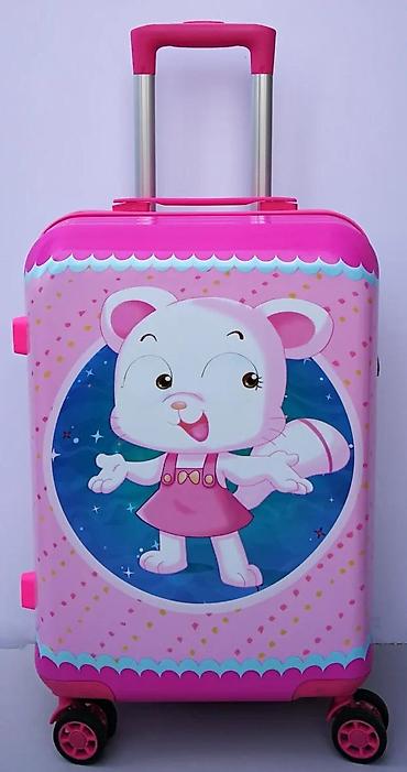 Rančevi, torbe i koferi: Dečji kofer na točkiće – roze, sa crtanim likom - Dimenzije: kabinski — 2