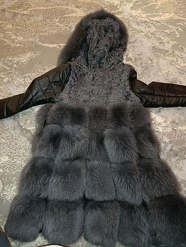 tech flecee: Шуба, Чернобурка, По колено, С капюшоном, M — 2