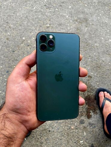 iphone 11 pro max ekran: IPhone 11 Pro Max, 256 GB, Alpine Green, Barmaq izi, Simsiz şarj, Face ID