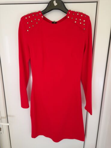 kajsija top haljina: S (EU 36), bоја - Crvena, Večernji, maturski, Dugih rukava