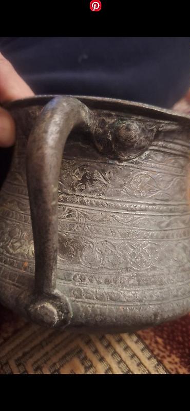 mis şunur: Qədimi Mis qab – oyma naxışlı, qulplu 1900 il - Material: tökmə mis - — 6