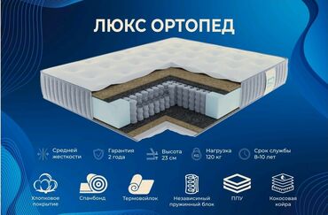 Спальные матрасы: Ортопедический матрас с умеренной жесткостью, обеспечивающий