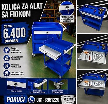 stilski lusteri prodaja: Kolica za alat sa fiokom - Čvrsta i izdržljiva metalna konstrukcija - — 1