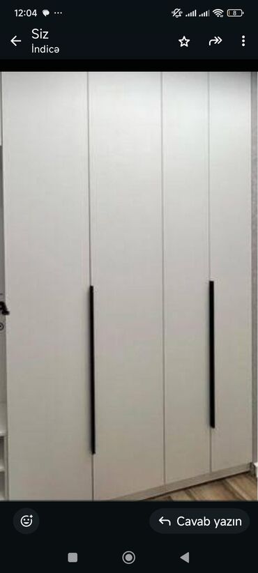 Sifarişlə mebel: Açılan, 4 qapılı Düz dolab, Şifonyer
