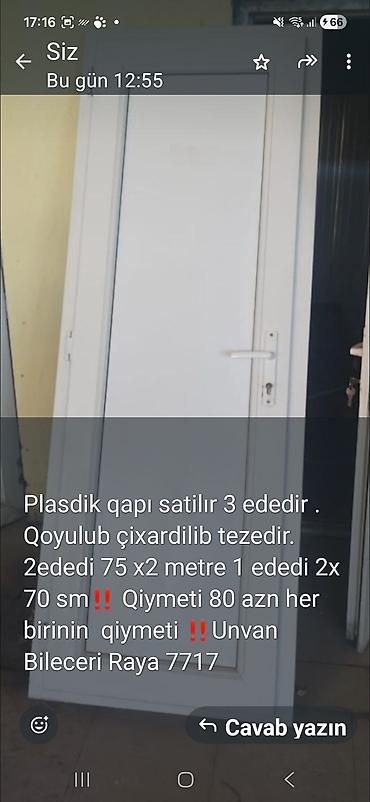 qapi zamok: Plastik qapılar - Sayı: 3 ədəd - Quraşdırılıb çıxarılıb - Ölçülər: - — 1