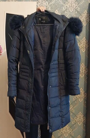 женские джинсовые юбки на пуговицах: Пальто, L, цвет - Синий