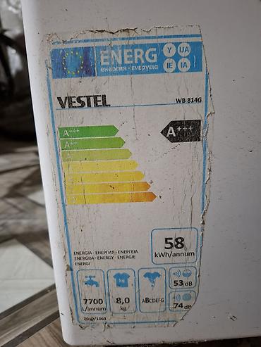 Məişət texnikası: Vestel paltaryuyan maşın – Model: WB 814G - Yük tutumu: 8 kq - Sıxma — 3
