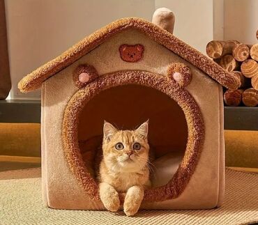 pişik şotlan: Pişiklər üçün yumşaq qapalı ev - Material: xəz effektli yumşaq parça